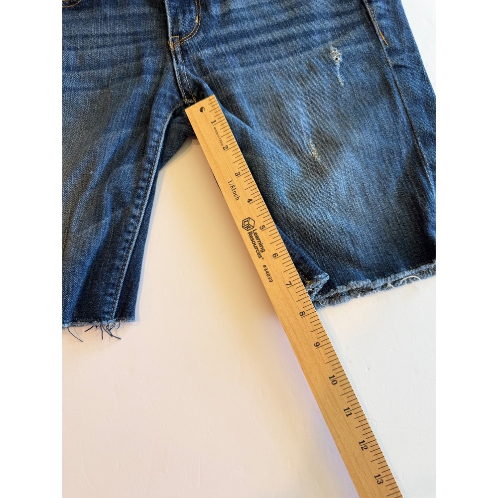 American Eagle Stretch Bermuda Denim Shorts Dark Wash Cutoff Raw Hem Size 4 - Picture 5 of 7
